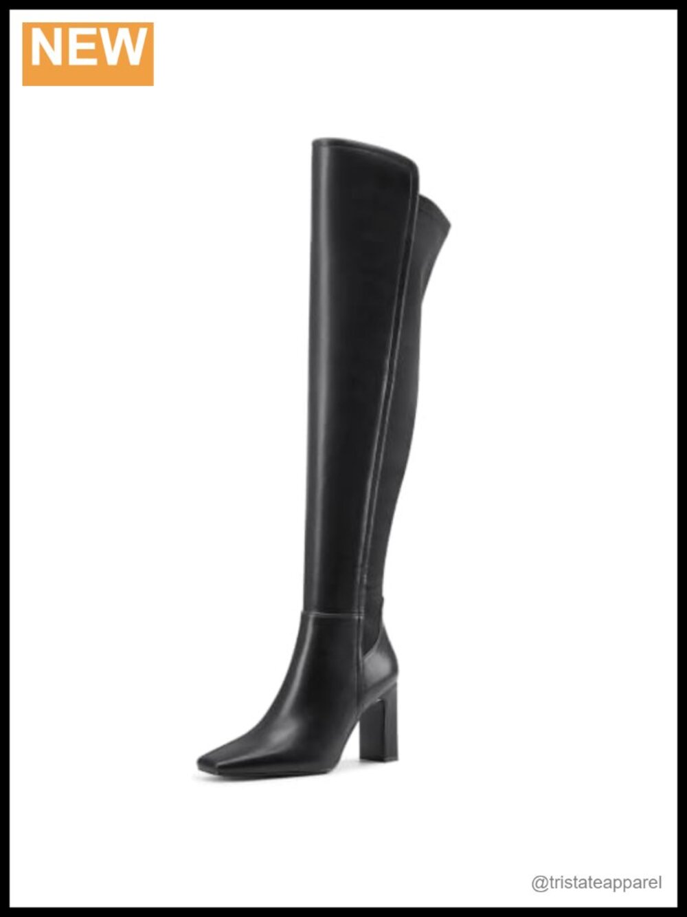 Square Toe Chunky Heel Over the Knee Boots Faux Leather